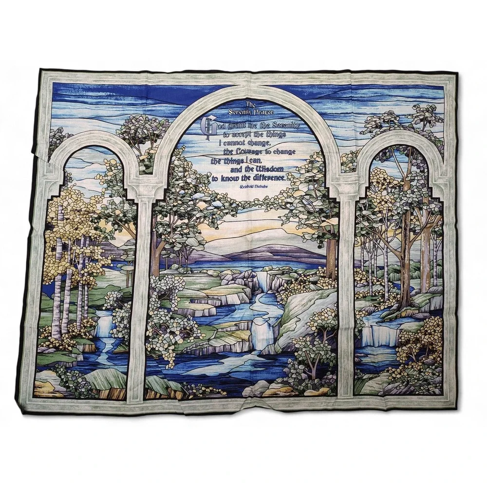 Serenity Prayer Fabric Panel • Waterfall Landscape • Cottagecore‎ • Raw Edge